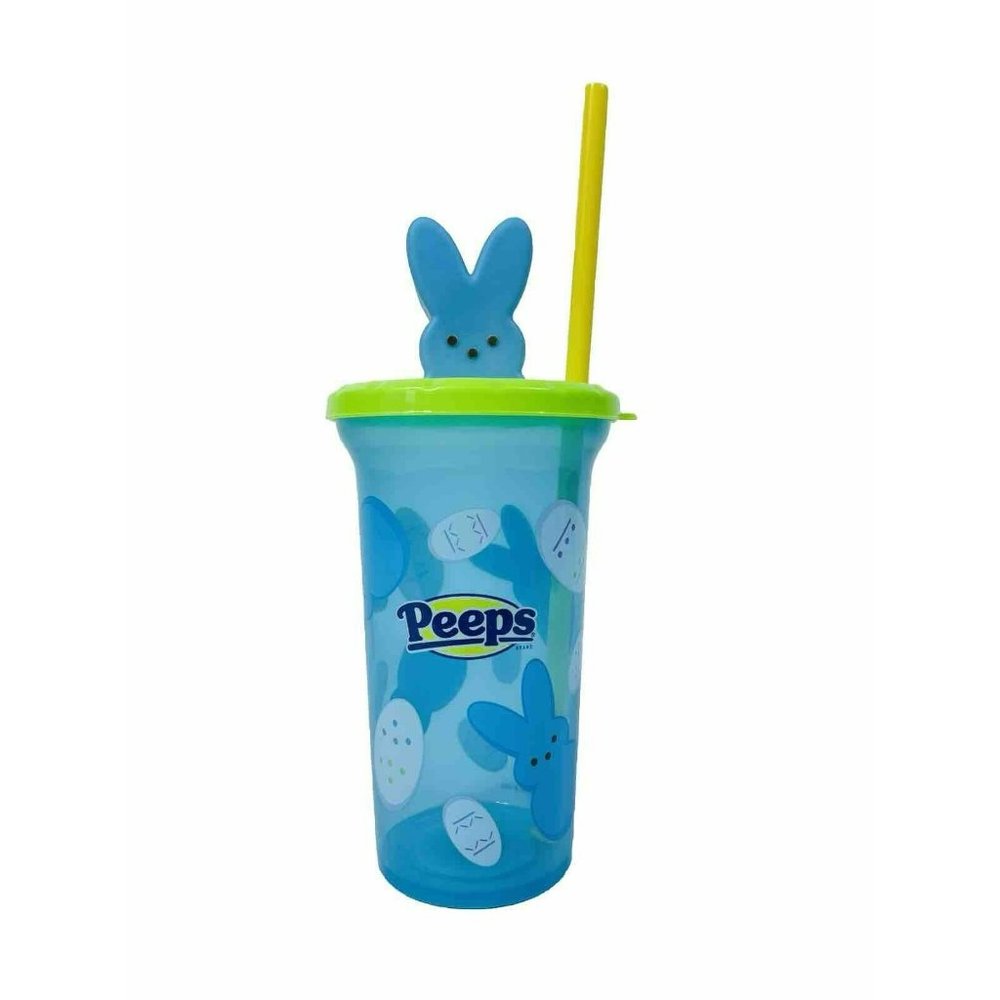 Peeps 15oz Easter Buddy Plastic Tumbler Cup With Lid & Straw Blue